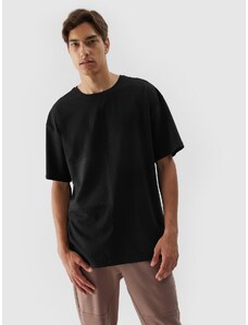 4F Pánské hladké tričko oversize - černé