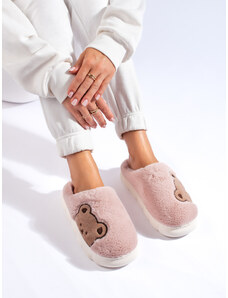 Women's slippers with teddy bear light pink Shelvt