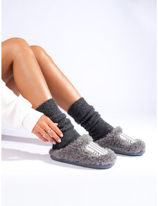 Women's gray fur slippers Shelvt
