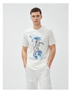 Koton Space Print T-Shirt. Cotton Crew Neck Short Sleeved.