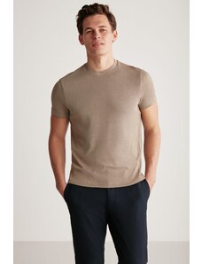GRIMELANGE Jeremy Men's Slim Fit Knitwear Look Fabric Knitwear Collar Thick Textured T-shir