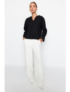 Trendyol Black Thessaloniki/Knitwear Look Pearl Detailed Relaxed/Comfortable Fit Knitted Blouse