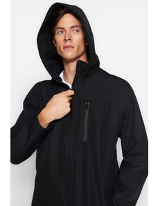 Trendyol černý venkovní softshellový kabát s kapucí regular fit