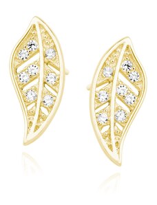 Šperky LAFIRA Style Lafira stříbrné pozlacené náušnice Leaf Z1475EG