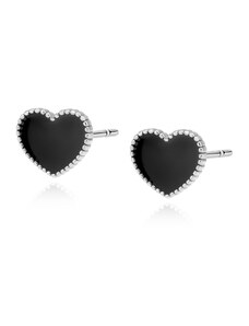 Šperky LAFIRA Style Lafira stříbrné náušnice Heart Black Z1813ER