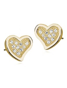 Šperky LAFIRA Style Lafira pozlacené stříbrné náušnice Heart Crystal Z1063E_G
