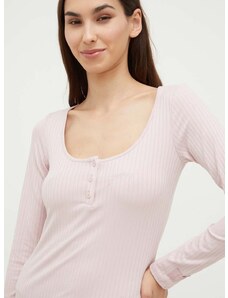 Tričko s dlouhým rukávem Guess SAMANTHA růžová barva, O3BP01 KBXB2