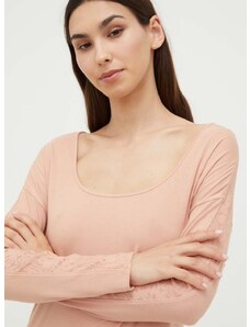 Tričko s dlouhým rukávem Calvin Klein Underwear růžová barva