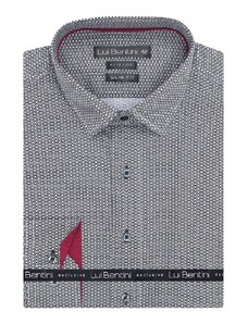 Košile AMJ kolekce Lui Bentini Slim fit černo-bílý vzor s červenými detaily LDS232