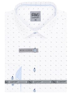 Pánská košile AMJ Slim fit bílá s jemným tištěným vzorem VDSBR1298