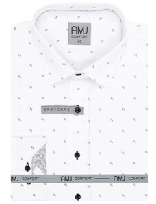 Pánská košile AMJ Comfort - bílá s jemným tištěným vzorem VDBR1299