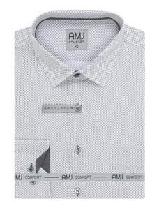 Pánská košile AMJ Comfort fit s jemným vzorem - šedá VDBR1320
