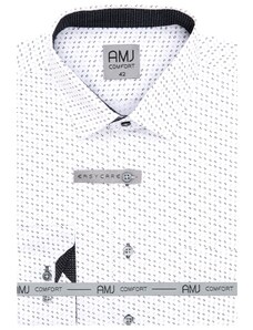 Pánská košile AMJ Comfort fit bílá s tmavým vzorem VDBR1324