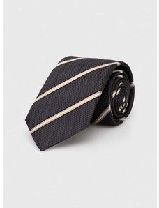 Hedvábná kravata BOSS šedá barva