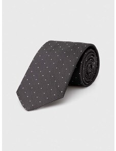 Hedvábná kravata BOSS šedá barva