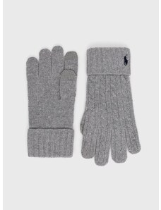 Vlněné rukavice Polo Ralph Lauren pánské, šedá barva
