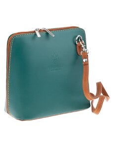 NovaKabelka.cz Kožená kabelka crossbody Grana Verde Petroleo Camel zelená