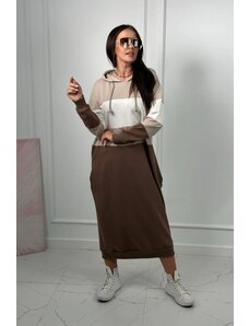 Fashionweek Maxi dlouhé teplákové šaty s kapuci K9574