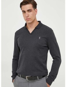 Bavlněné tričko s dlouhým rukávem Polo Ralph Lauren šedá barva, 710922252