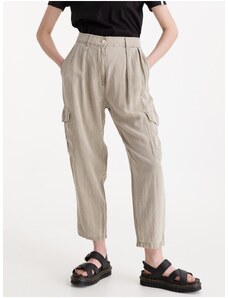 Béžové dámské kalhoty s příměsí lnu Replay - Dámské