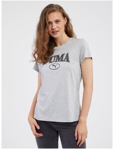 Světle šedé dámské žíhané tričko Puma Squad - Dámské