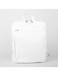 Vera pelle (Itálie) Bílý kožený batoh/crossbody kabelka no. 21, obsah 7 l - stříbrné doplňky
