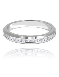 MINET+ Stříbrný snubní prsten s bílými zirkony vel. 55 JMAN0450SR55