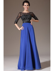 Dlouhé modro-černé společenské šaty č. 190124