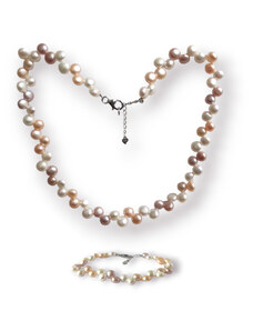 Barevná perlová sada náramku a náhrdelníku - Meucci SPS012S