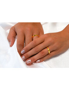 OLIVIE Snubní stříbrný plochý prsten GOLD 7674