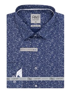 Pánská košile AMJ Slim fit modrá se vzorem VDSBR1312