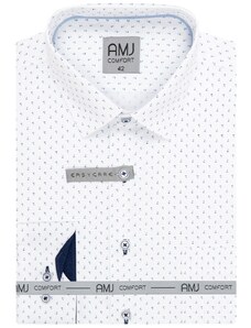 Pánská košile AMJ Comfort fit bílá s modrým vzorem VDBR1330