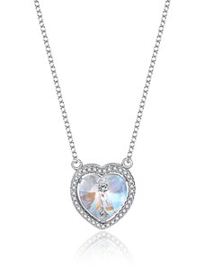 GRACE Silver Jewellery Stříbrný náhrdelník Swarovski Elements Angela srdce, stříbro 925/1000