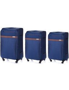 SOLIER Sada kufrů STL 1316 Navy/Brown 3-set