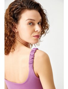 LOS OJOS Lavender Lightly Support Pleated Strap Detail Covered Sports Bra