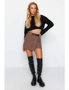 Trendyol Brown Belt Detailed Woven Shorts Skirt