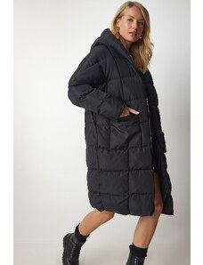 Happiness İstanbul Women's Black Hooded Oversized Down Coat