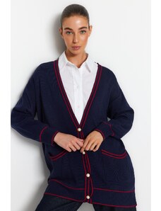 Trendyol Navy Blue Pearl Propíchnutý pletený svetr