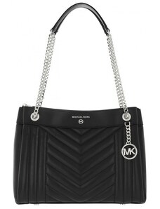 Michael Kors Susan medium quilted leather kabelka černá silver