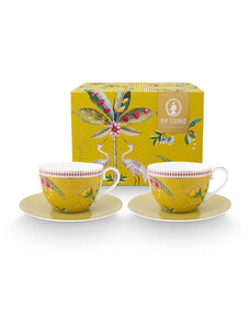 Pip Studio set 2 šálků s podšálky La Majorelle žlutý 280 ml