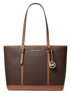 Michael Kors kabelka jet set travel large logo brown hnědá