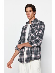 Trendyol Black Slim Fit Lumberjack Plaid Button Collar Shirt