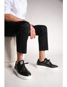 Marjin Men's Sneakers High-Sole Lace-Up Sneakers Azka Black.