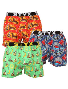 3PACK pánské trenky Styx art sportovní guma vícebarevné (3B13946)