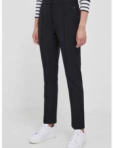 Kalhoty Tommy Hilfiger dámské, černá barva, přiléhavé, high waist