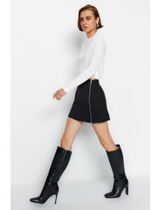Trendyol Black Zipper Detailed Midi Woven Skirt