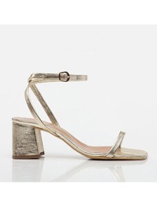 Hotiç Women's Genuine Leather Gold Heeled Sandals