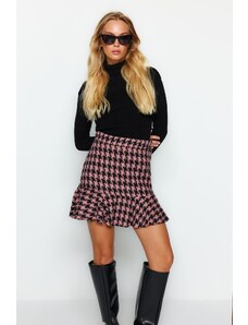 Trendyol prášek Crowbarn vzorovaná netkaná mini sukně s volánky