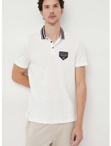 Polo tričko Armani Exchange bílá barva, s aplikací