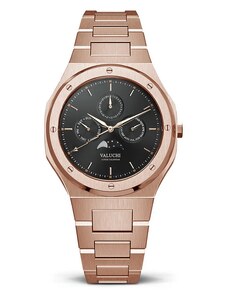 Zlaté pánské hodinky Valuchi Watches s ocelovým páskem Lunar Calendar - Metal Rose Gold 40MM